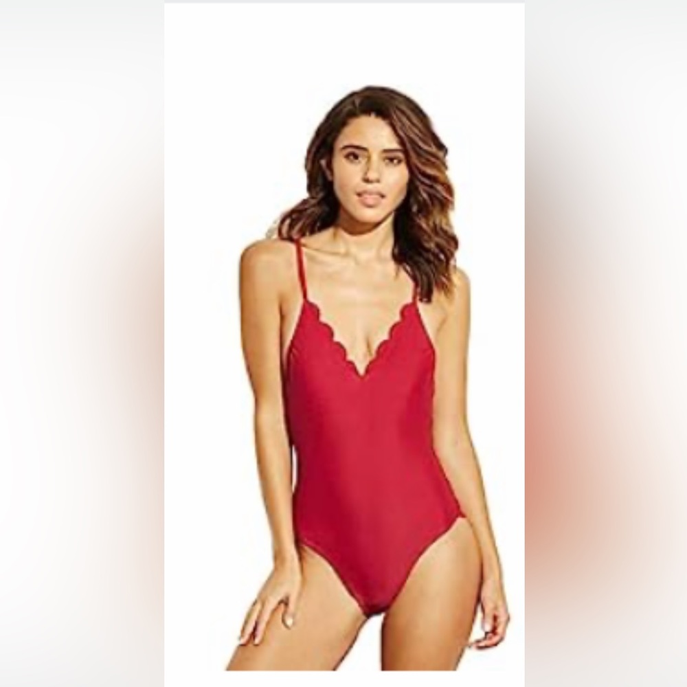 NWT- Xhilaration Women’s Scallop One Piece Swimsuit.